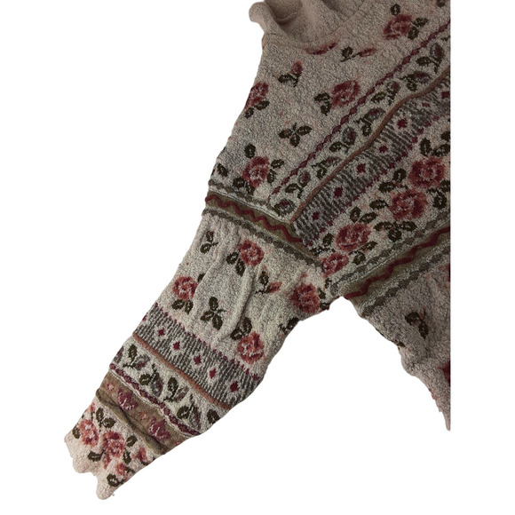 Vintage Servato Womens Rose Wool Blend Mock 3/4 Sleeve Carpet Rug Sweater S - Picture 2 of 7